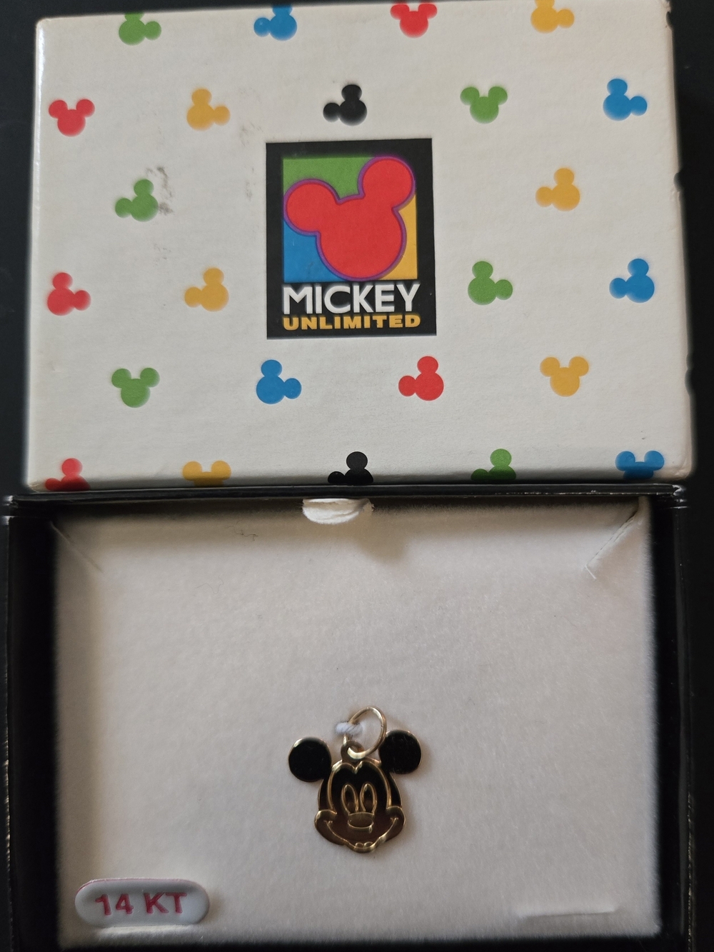 NIB-Rare Vintage 14K Gold Mickey Pendant Unlimited Disney Van DELL Collectible